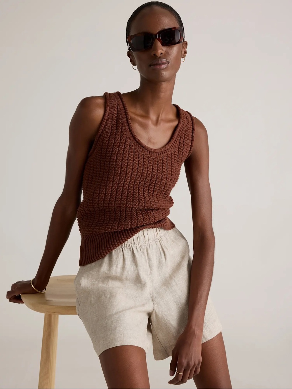 EUC Quince 100% European Linen High Waisted Shorts Flax size M - Picture 8 of 12